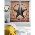 thumbnail image 3 of Western Texas Star Barn Sheer Curtains 2 Panels Set Rustic Brown Wood Grain Sheer Window Curtains Light Filtering Rod Pocket Voile Drapes for Bedroom Living Room 52"X72", 3 of 8