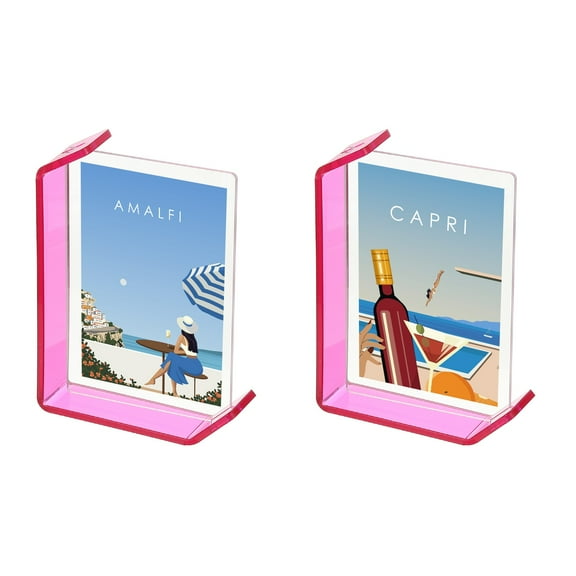 2 Pack Floating Picture Frames, Display Picture 7x5" Acrylic Photo Frame for Tabletop Display for Home Office Art Anniversary Family, Rose Red