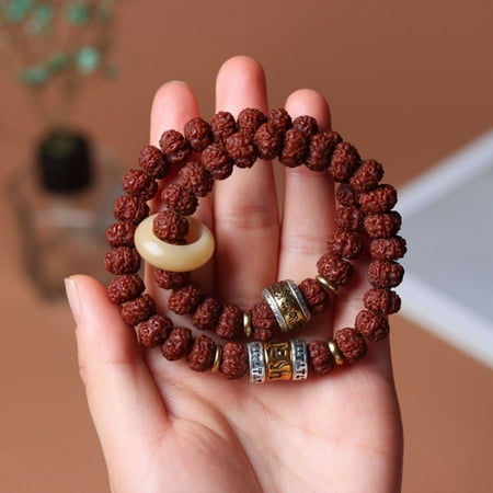 Rudraksha Bracelet Ethnic Style Buddhist Inspired Mala Beads Spiritual Jewelry for Men and Women Handmade Design