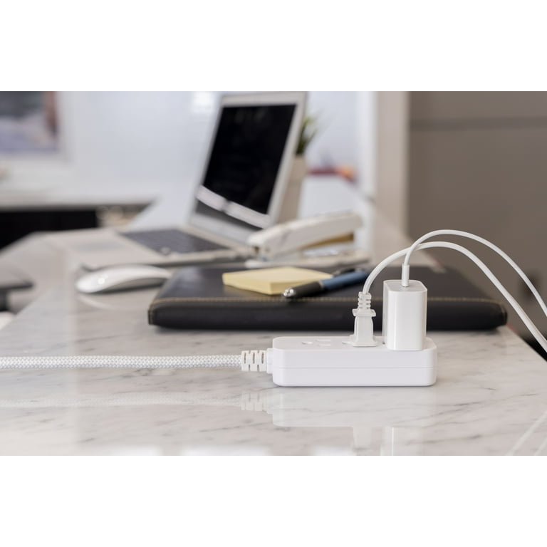 Cordinate 10ft. 3-Outlet Extension Cord, White/Gray – 39624 