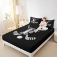 thumbnail image 4 of Homewish Personalized Initial F Bed Sheets 4pcs for Kids Boys Girls, Ice Hockey Sport King Sheets, Black and Gray Sheet Set, Luxury Bedroom Decor, 4 of 7