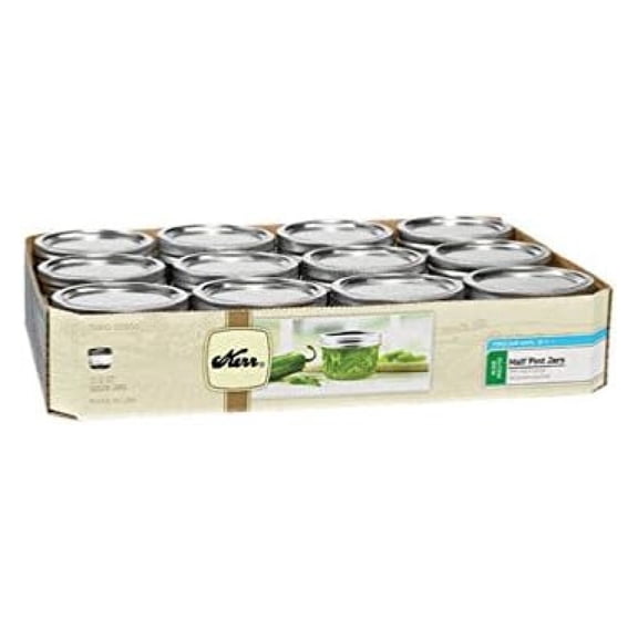 Canning Jars 1/2 Pint Wide Mouth - Kerr Jars for Jam, Jelly, Pickles (6 Pack) - Food Storage Containers with Lids & Bands - Mason Jars for Preserving