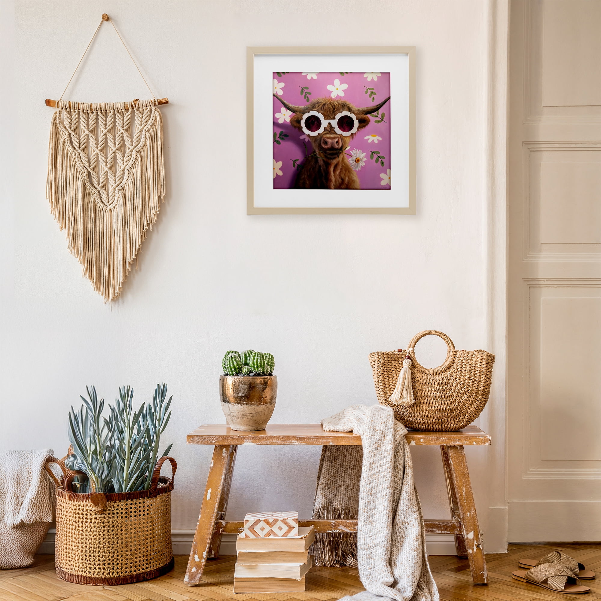 Stupell Industries Fresh As A Daisy Cattle Birch Framed Print Under Glass, design by Lucia Heffernan