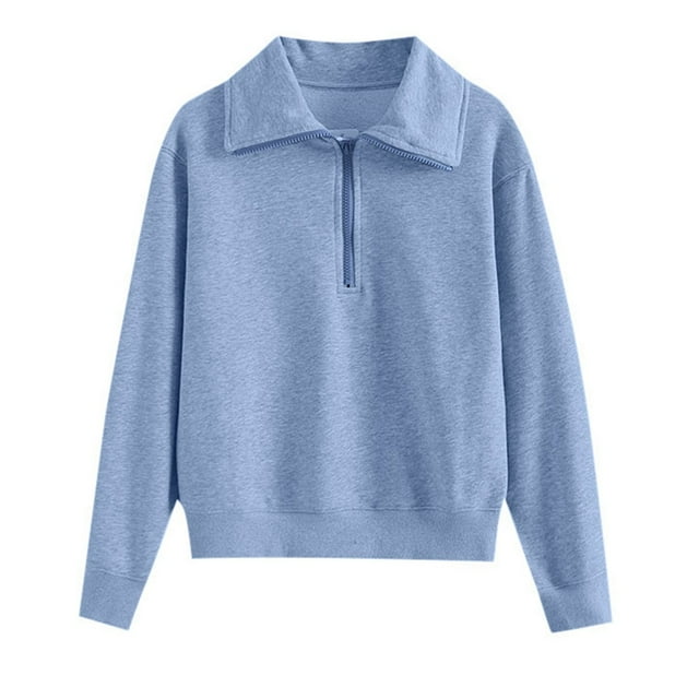 WEAIXIMIUNG Sweatshirts à Col Rond pour Femmes Graphique Automne Demi-Zip Hoodie Manches Longues Col Large
