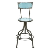 DecMode Metal Bar Stool with Backrest, Teal