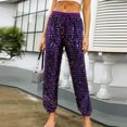 thumbnail image 2 of Wyobmus Women's Cinch Bottom Sweatpants Casual Elastic Waist Sequin Jogger Pants A-Purple, 2 of 9