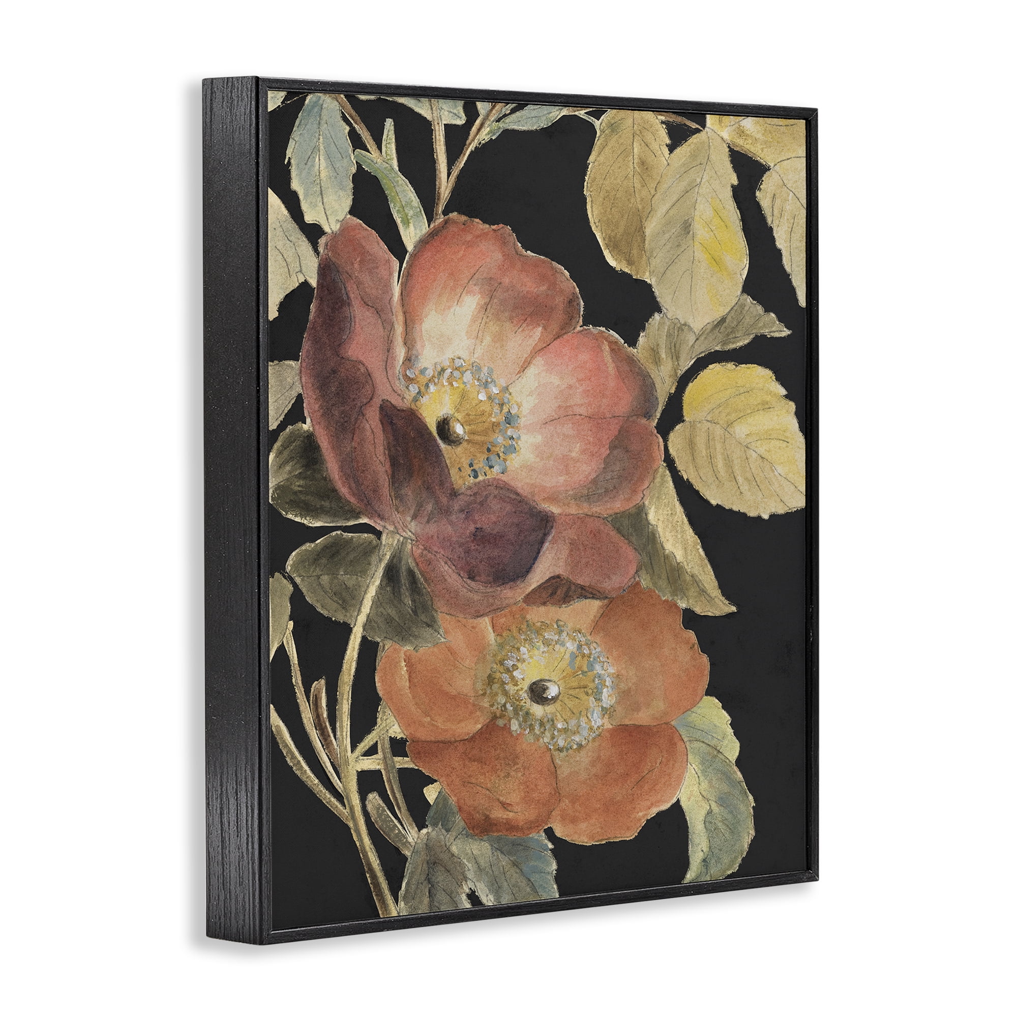 Stupell Industries Red Flower over Black Black Framed Giclee Art, design by Lanie Loreth
