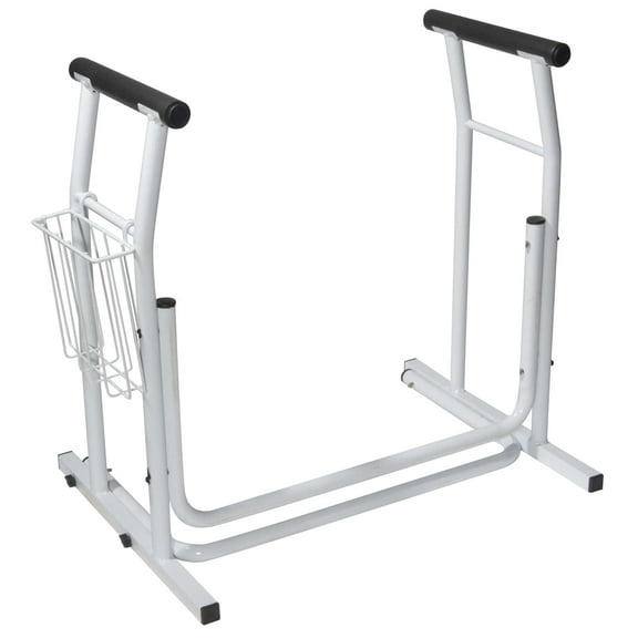 Drive Medical RTL12079 Stand Alone Toilet Safety Rail Aluminum - White