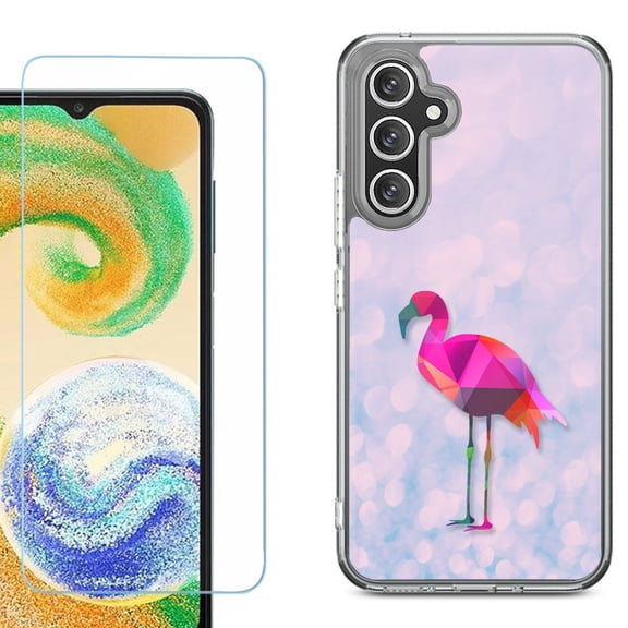 Phone Case for Samsung Galaxy A17 5G, with Screen Protector, by OneToughShield - Flamingo / Polygon