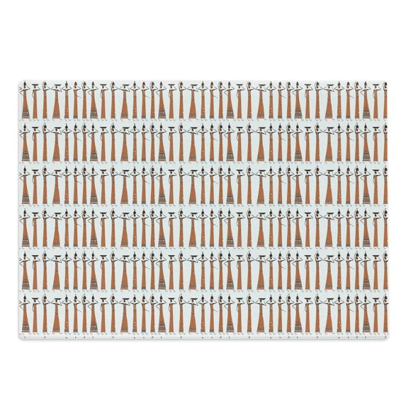 Ethnic Cutting Board, Repeating Folkloric Pattern with Women with Jugs, Decorative Tempered Glass Cutting and Serving Board, in 3 Sizes, by Ambesonne