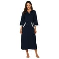 thumbnail image 3 of Ekouaer Women Zipper Robe 3/4 Sleeves Loungewear Dress Full Length Sleepwear Pockets Housecoat Nightgown Long Bathrobe, 3 of 6