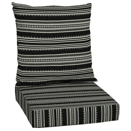 - Mainstays Black Global Stripe 48 x 24 in. Outdoor Deep Seat Cushion Set