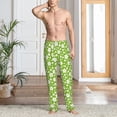 thumbnail image 5 of Uemuo Green White Flowers Pattern Men's Wide Leg Palazzo Lounge Pants with Pockets Light Weight Loose Comfy Casual Pajama Pants-Small, 5 of 9
