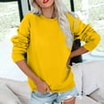 thumbnail image 2 of Crewneck Sweatshirts Women Long Sleeve Crew neck Sweatshirt Cute Pullover Tops Lightweight Fall Winter Outfits 2025 Yellow M, 2 of 5