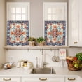 thumbnail image 3 of Retro Ethnic Leaves Curtain Valances Set Flowers Orange Blue Texture Kitchen Curtains 36&nbsp;inch Length Rod Pocket Valance and Tiers 3 Piece Set Small Bedroom Bathroom Laundry Decor, 3 of 9