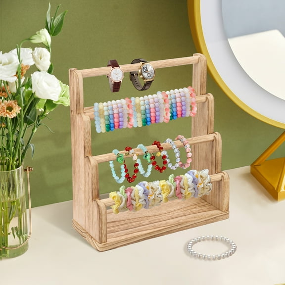 Bracelet Holder Wood Bracelet Organizer Holder Large Capacity Bracelet Organizer Stand 4 Layers Bracelet Organizer Display Practical Bracelet Hanger Bracelet Holder Rack for Women