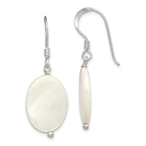 Auriga Fine Jewelry 925 Sterling Silver White Mother of Pearl Oval Dangle Earrings for Women