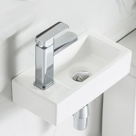 DeerValley Ceramic Rectangular 7'' Wall Mount Sink for Bathroom,White ,DV-1V081L