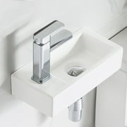 DeerValley Ceramic Rectangular 7'' Wall Mount Sink for Bathroom,White ,DV-1V081L