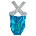 thumbnail image 2 of o3gl054 obersee girl's girls gymnastics leotard - cross back turquoise, 2 of 3