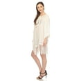 thumbnail image 3 of White Mark Women's Sheer Crochet Fringe Cover-Up, 3 of 5