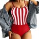 thumbnail image 1 of Gibobby Trajes de Baño para Mujer Una pieza Swimmit Backless Sexy Sling Ladies Retro Striped Women Swimswears(Rojo,M), 1 of 5