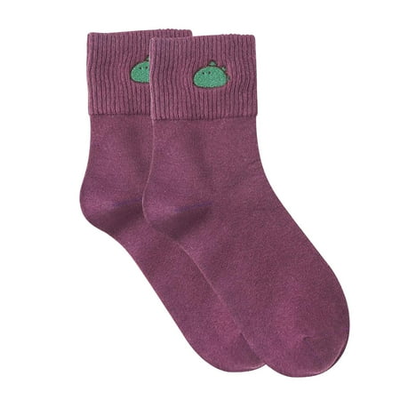 

wendunide Little Dinosaur Cute Fun Casual Mid-length Tube Socks Ladies Socks Purple