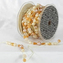The Ribbon People Ivory and Orange Colorado Garland Beads Craft Ribbon 0.25" x 27 Yards