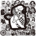thumbnail image 3 of 50 pegatinas de grafiti de calavera gótica en blanco y negro, pegatinas impermeables para scooter, guitarra, cubierta de carrito, 3 of 6
