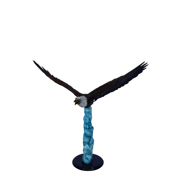 Nifao Colored soaring eagle bronze statue – Home Decor Sculpture, 32"L x 18"W x 29"H