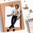thumbnail image 5 of Poseable Music Legend Doll in Black and White Striped Shirt, Flexible Bendable Pop Culture Toy for Kids Creative Play and Office Desk Decoration, 1 Pack, 5 of 5