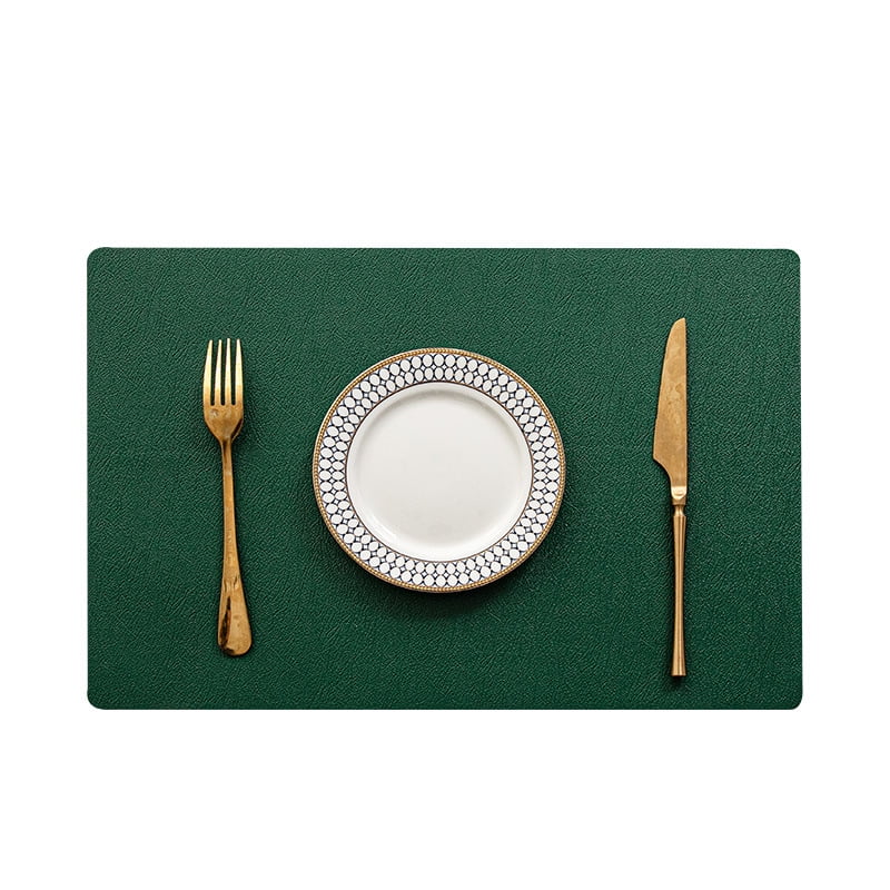Faux Leather Placemats, Homgreen Green Placemats Set of 6, Easy Clean Table Mats Set of 6