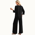 thumbnail image 6 of Two Piece Sets for Women Lounge 3/4 Length Sleeve Womens Tops and Pants Summer Outfits Black 2XL, 6 of 6