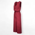 thumbnail image 4 of ClodeEU Women's V Neck Sleeveless Wide Leg Jumpsuit with Drawstring Waist and Pockets ,Solid Color Casual Long Romper Red,Womens Plus XL, 4 of 8