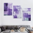 thumbnail image 4 of WERPE Purple and Grey Canvas Wall Art Prints Painting Abstract Art  Design Modern Frame Wall Decorative Artwork Ready to Hang for Living Room 12''x16''X3 Panels, 4 of 4