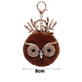 thumbnail image 6 of Tnobhg Keychain Pendant Cartoon Owl Shape Big Eyes Shiny Sequin Antler Decor Soft Plush Shoulder Bag Schoolbag Decoration Pendant, 6 of 8