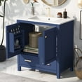 thumbnail image 4 of Harper & Bright Designs 30" Bathroom Vanity with Sink Combo, Bathroom Cabinet with Ceramic Top, Multifunctional Storage Doors and Drawer, Blue, 4 of 14