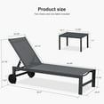 thumbnail image 4 of PURPLE LEAF Outdoor Chaise Lounge Set of 3， Dark Grey Aluminum Lounge Adjustable Chairs with Wheels and Table for Patio Deck Pool Yard，Charcoal Grey, 4 of 9
