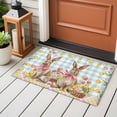 thumbnail image 5 of Rectangle Area Rug 2x3ft, Easter Rabbit Spring Tulip Non-Shedding Washable Area Rug, Blue Checkered Pastoral Flower Non Slip Low-Profile Rugs for Living Room, Bedroom Dining Room, 5 of 9