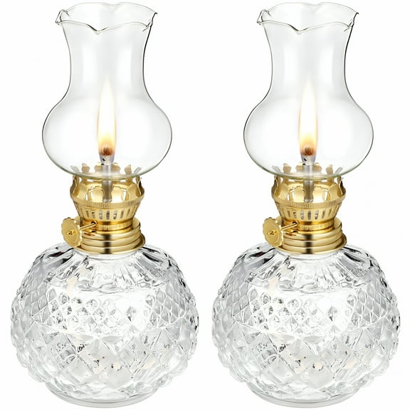 LAMIRO 2 Pcs Glass Kerosene Lamps Vintage Kerosene Lamps Portable Oil Lanterns for Home
