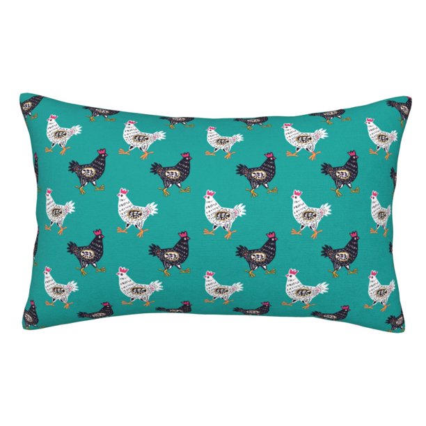 Fotbe Funny Chicken Funda de Almohada Decorativa Estilo Occidental, Lujo en Algodón, Fundas para Almohadas King, Cojín Estampado para Decoración del Hogar-20"x30"