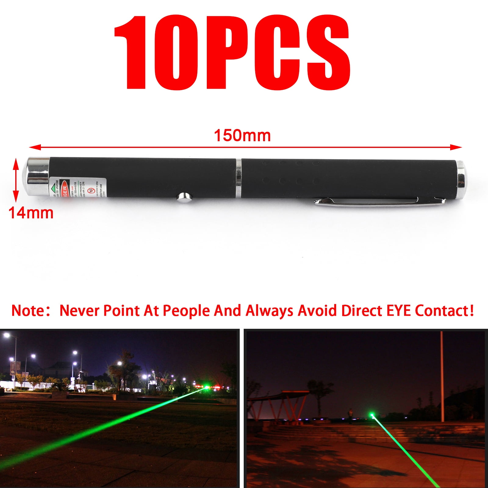 10pcs Green Laser Pointer 1mw 532nm Lazer Visible Beam Light Powerful Pen Power 