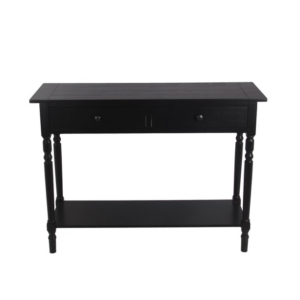 42 Inches 2 Drawer Console Table With Slatted Top Matte Black Com 42 Inches 2 Drawer Console Table With, 42 Inch Console Table With Drawers
