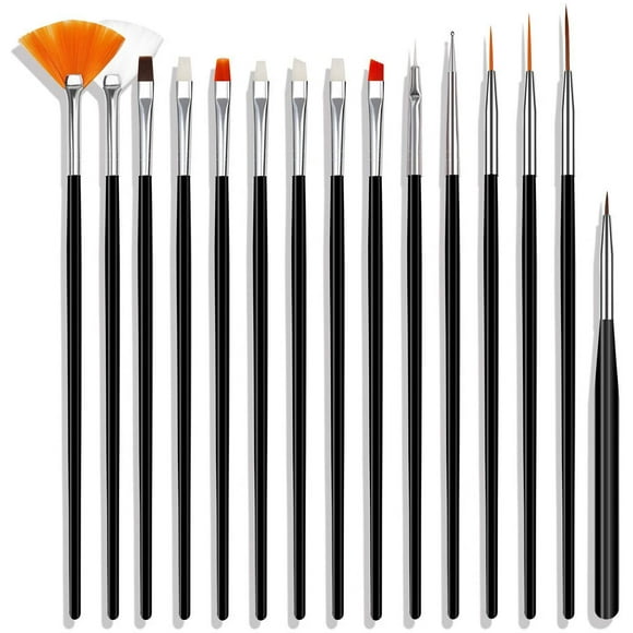 15PCS Nail Art Design Brosses, Pinceaux Nail Art Set Pinceaux Vernis à Ongles Acryliques