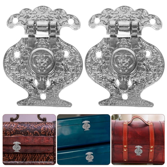 Amosfun 10Pcs Cabinet Hasp for Wooden Boxes Silver Antique Toggle Latch Zinc Alloy Rustproof Design