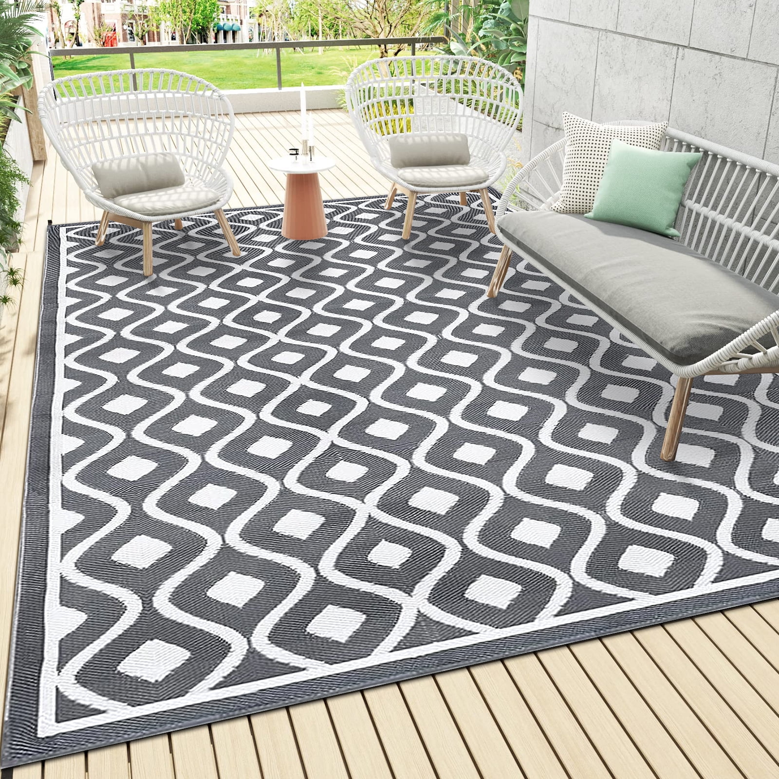 GENIMO Outdoor Rug for Patio Clearance, 6'x9' Waterproof Reversible Outside  Carpet for Outdoor Decor, Area Boho Rug, Plastic Straw Mat for RV, Deck,  Patio, Camp…