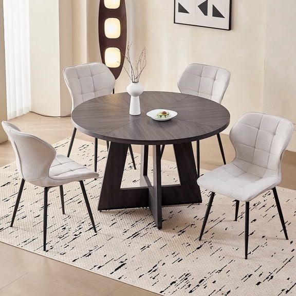 Set of 4 Dining Chairs, Modern Kitchen Chairs with Metal Legs, Upholstered Water Resistant Fabric Side Dinner Chair Armless for Living Dining Room, Apartment, White