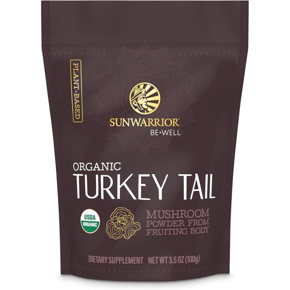 Sunwarrior Be Well Organic Turkey Tail Mushroom Powder, 3.5 oz (50 Servings)
