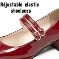 thumbnail image 3 of BERANMEY Double Buckle Mary Jane Shoes for Women PU Leather Chunky Low Block Heel Pumps Comfortable Closed Toe Dress Shoes for Wedding Office Work & Casual Outfits (Retro Vintage Style), 3 of 9