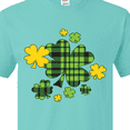 thumbnail image 4 of Inktastic St. Patrick's Day Plaid Green and Yellow Shamrocks T-Shirt, 4 of 5